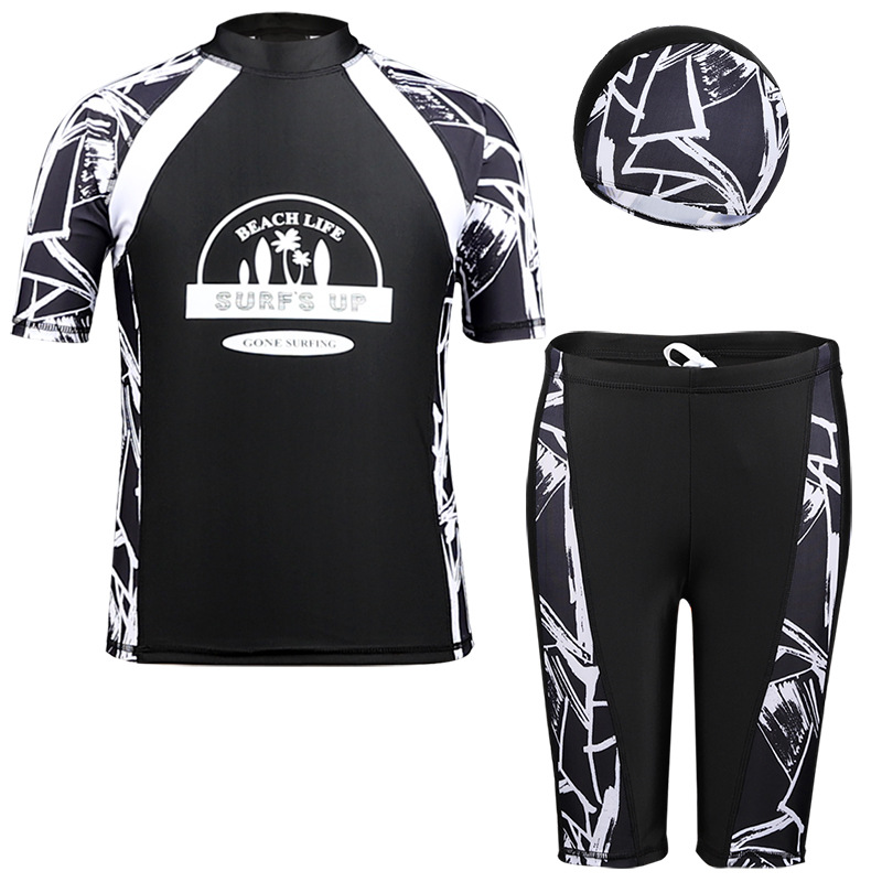 Rash Guard - Dziecięcy strój kąpielowy 3-częściowy dla chłopców: