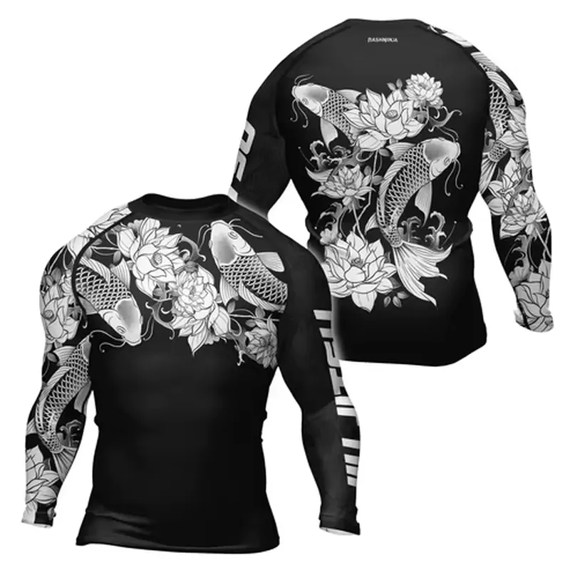 Rash Guard - Męska koszulka kompresyjna z długim rękawem,